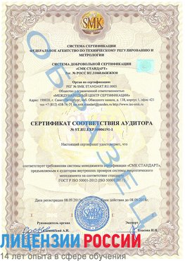 Образец сертификата соответствия аудитора №ST.RU.EXP.00006191-1 Щелково Сертификат ISO 50001